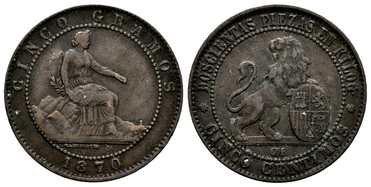 GOBIERNO PROVISIONAL 5 CENTIMOS 1870