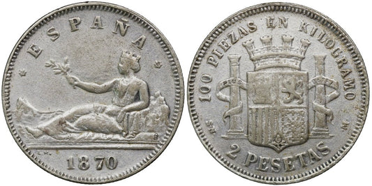 FALSA DE EPOCA 2 PESETAS 1869